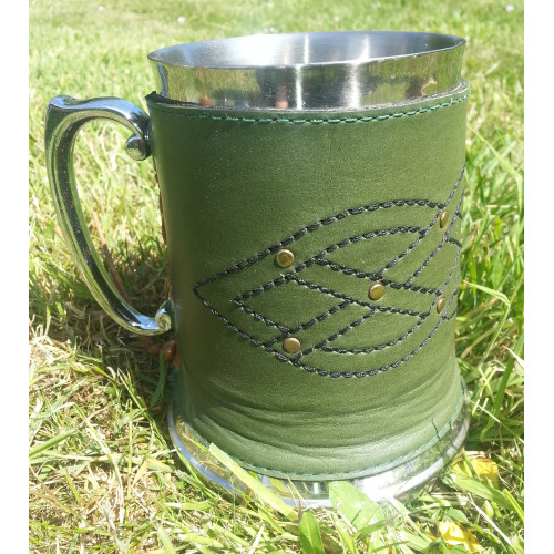 Pewter Tankard With Leather Wrap, Handcrafted Leather Tankard Corset,  Fathers Day 